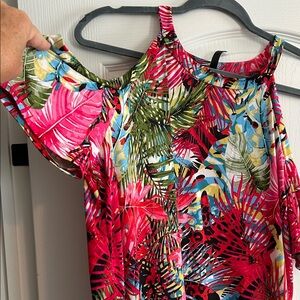 Vibrant Floral Cold Shoulder Blouse